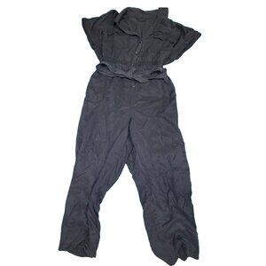 Lane Bryant Utility Jumpsuit Size 24 Navy Blue Button Front Belted NWT